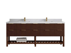Catalina Teak 84 in W x 22 in D Free Standing Reeded Double Sink Bathroom Vanity - photo 21