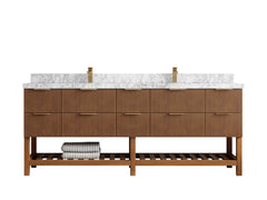 Catalina Teak 84 in W x 22 in D Free Standing Reeded Double Sink Bathroom Vanity - photo 29