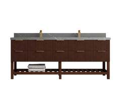 Catalina Teak 84 in W x 22 in D Free Standing Reeded Double Sink Bathroom Vanity - photo 27