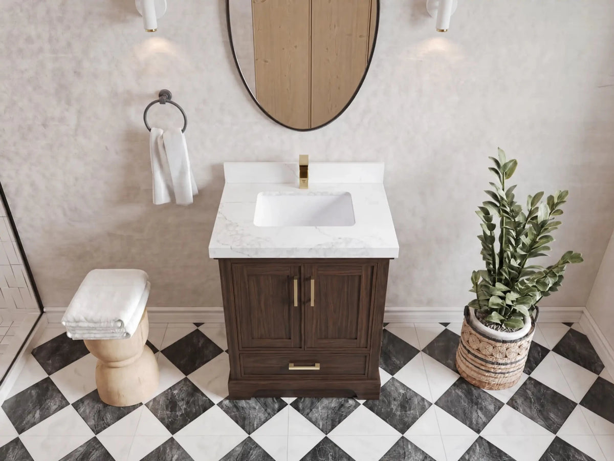 Charlotte 30 in. W x 22 in. D Single Sink Bathroom Teak Wood Vanity - Willow Bath and Vanity