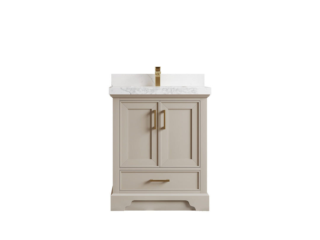 Charlotte Slim Shaker Bathroom Vanity – White Oak, Teak Wood, Painted with Quartz & Marble or Taj Mahal Quarzite - photo 14