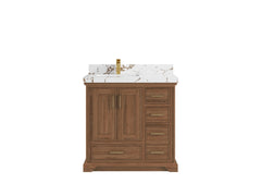 Charlotte 36 in. W x 22 in. D Left Offset Sink Bathroom Teak Wood Vanity - photo 21