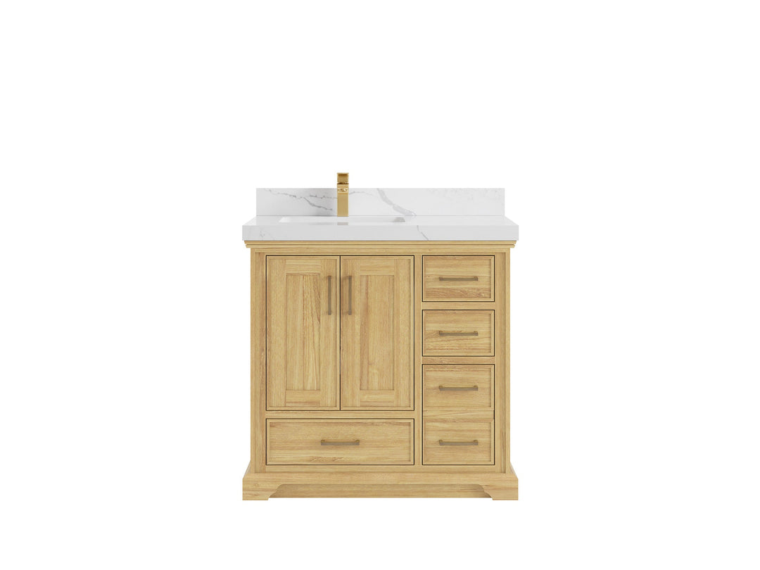 Charlotte 36 in. W x 22 in. D Left Offset Sink Bathroom Teak Wood Vanity - Willow Bath and Vanity