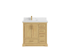 Charlotte 36 in. W x 22 in. D Left Offset Sink Bathroom Teak Wood Vanity - photo 12