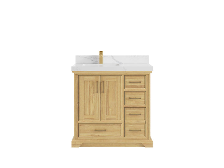 Charlotte 36 in. W x 22 in. D Left Offset Sink Bathroom Teak Wood Vanity - photo 12