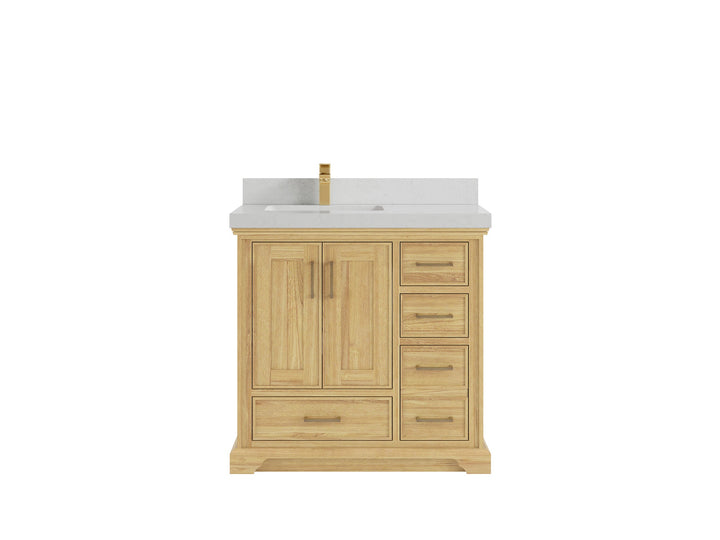 Charlotte 36 in. W x 22 in. D Left Offset Sink Bathroom Teak Wood Vanity - photo 9
