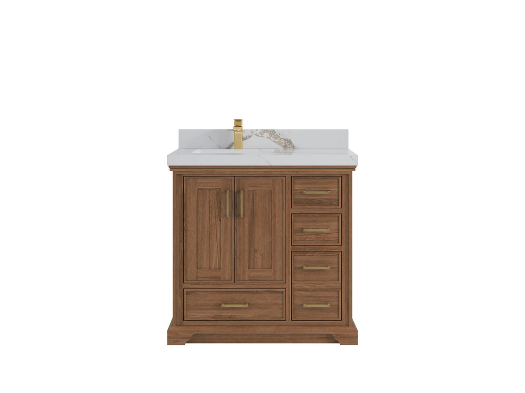 Charlotte 36 in. W x 22 in. D Left Offset Sink Bathroom Teak Wood Vanity - Willow Bath and Vanity