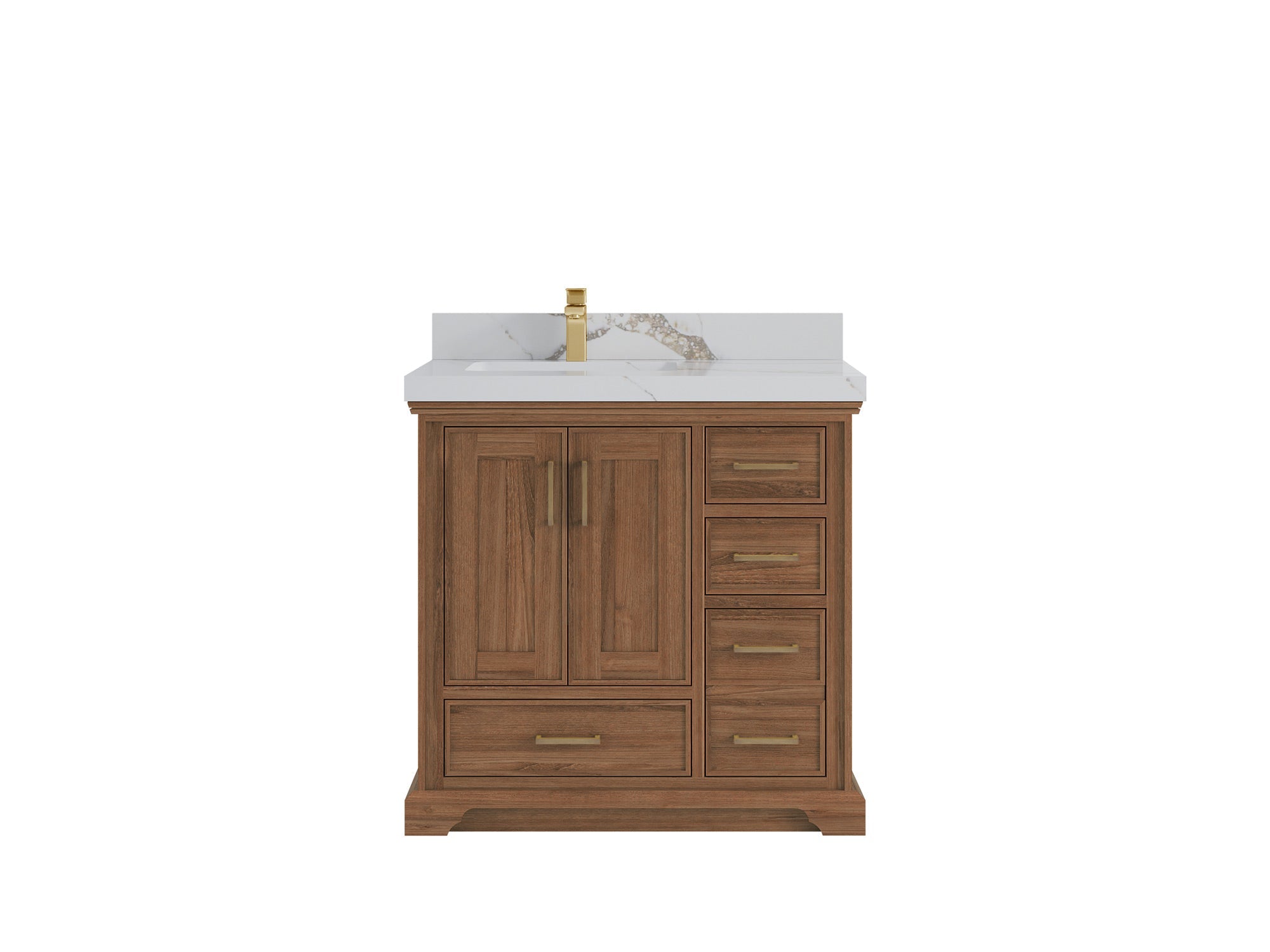 Charlotte 36 in. W x 22 in. D Left Offset Sink Bathroom Teak Wood Vanity - Willow Bath and Vanity