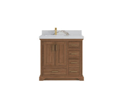 Charlotte 36 in. W x 22 in. D Left Offset Sink Bathroom Teak Wood Vanity - photo 11