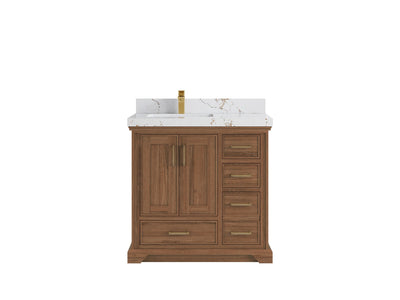 Charlotte 36 in. W x 22 in. D Left Offset Sink Bathroom Teak Wood Vanity - Willow Bath and Vanity