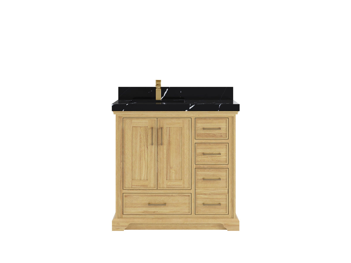 Charlotte 36 in. W x 22 in. D Left Offset Sink Bathroom Teak Wood Vanity - Willow Bath and Vanity