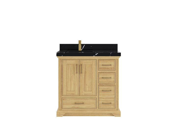 Charlotte 36 in. W x 22 in. D Left Offset Sink Bathroom Teak Wood Vanity - photo 10