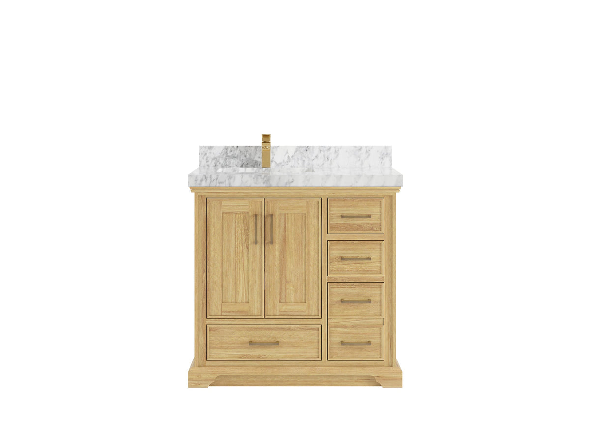 Charlotte 36 in. W x 22 in. D Left Offset Sink Bathroom Teak Wood Vanity - Willow Bath and Vanity