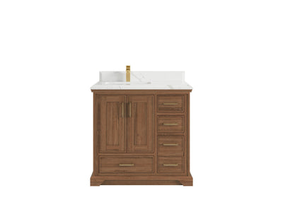 Charlotte 36 in. W x 22 in. D Left Offset Sink Bathroom Teak Wood Vanity - Willow Bath and Vanity
