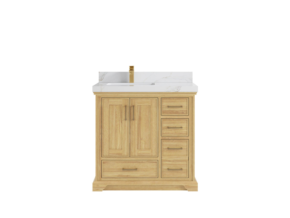 Charlotte 36 in. W x 22 in. D Left Offset Sink Bathroom Teak Wood Vanity - Willow Bath and Vanity