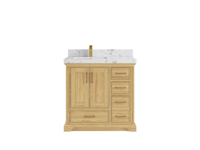 Charlotte 36 in. W x 22 in. D Left Offset Sink Bathroom Teak Wood Vanity - Willow Bath and Vanity