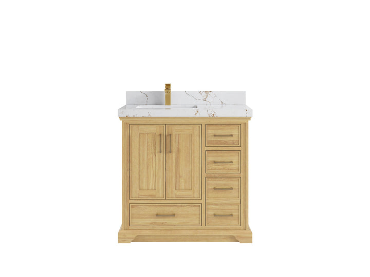 Charlotte 36 in. W x 22 in. D Left Offset Sink Bathroom Teak Wood Vanity - photo 22