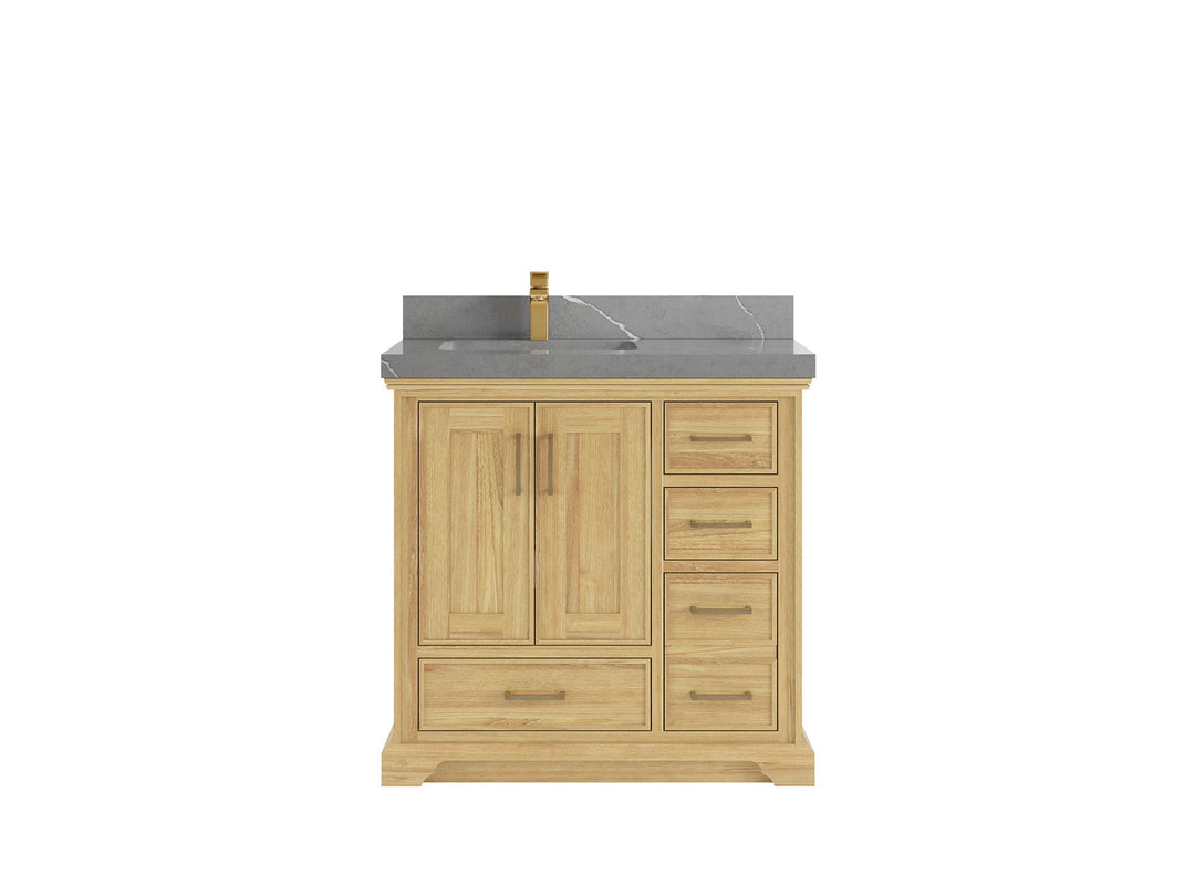 Charlotte 36 in. W x 22 in. D Left Offset Sink Bathroom Teak Wood Vanity - Willow Bath and Vanity