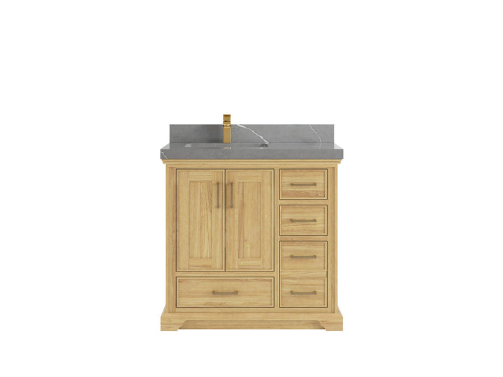 Charlotte 36 in. W x 22 in. D Left Offset Sink Bathroom Teak Wood Vanity - photo 20