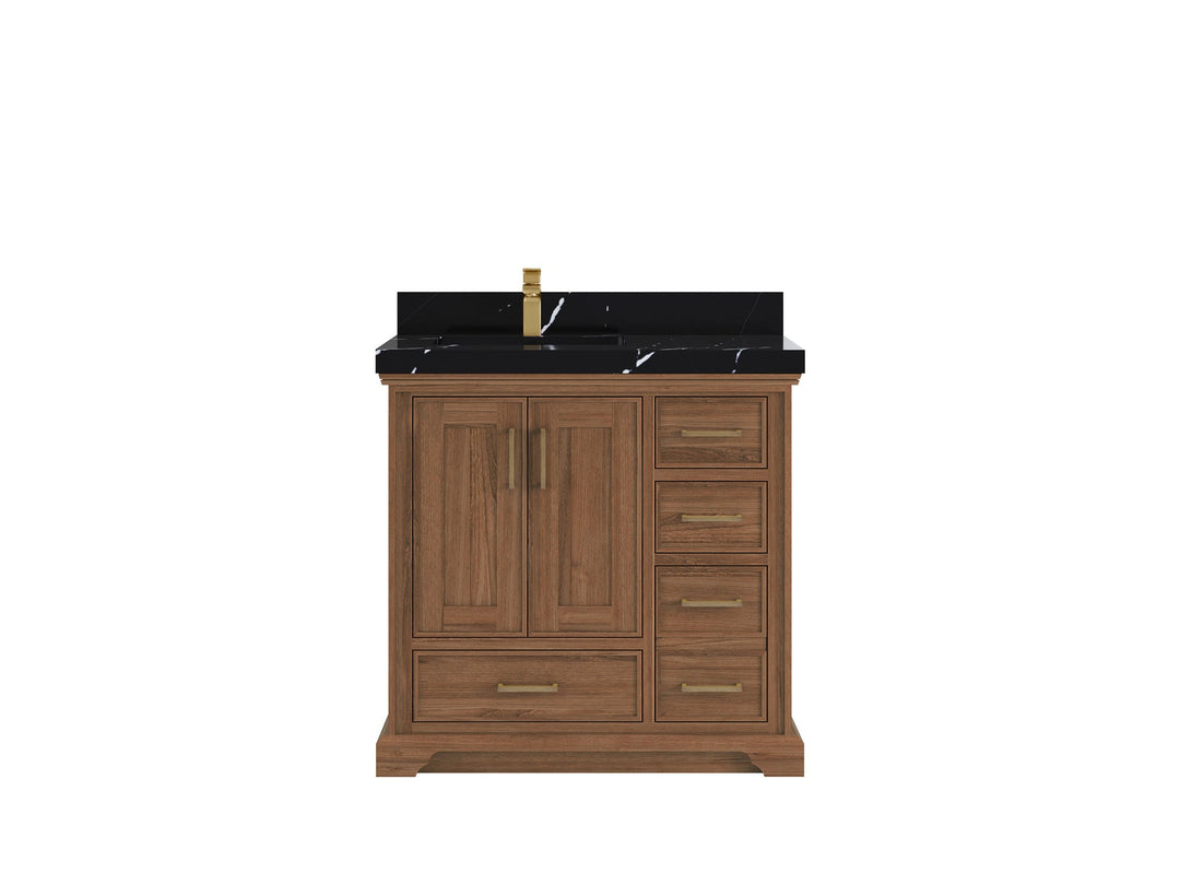 Charlotte 36 in. W x 22 in. D Left Offset Sink Bathroom Teak Wood Vanity - Willow Bath and Vanity