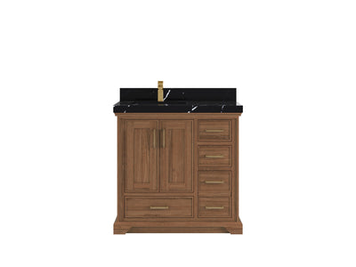 Charlotte 36 in. W x 22 in. D Left Offset Sink Bathroom Teak Wood Vanity - Willow Bath and Vanity
