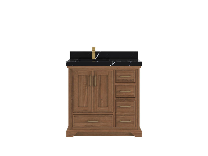 Charlotte 36 in. W x 22 in. D Left Offset Sink Bathroom Teak Wood Vanity - photo 10