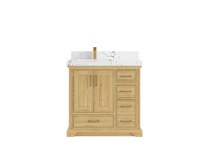 Charlotte 36 in. W x 22 in. D Left Offset Sink Bathroom Teak Wood Vanity - photo 23