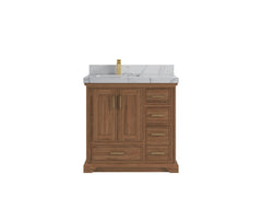 Charlotte 36 in. W x 22 in. D Left Offset Sink Bathroom Teak Wood Vanity - photo 24