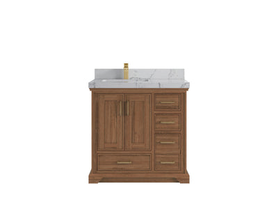 Charlotte 36 in. W x 22 in. D Left Offset Sink Bathroom Teak Wood Vanity - Willow Bath and Vanity