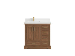 Charlotte 36 in. W x 22 in. D Left Offset Sink Bathroom Teak Wood Vanity - photo 25