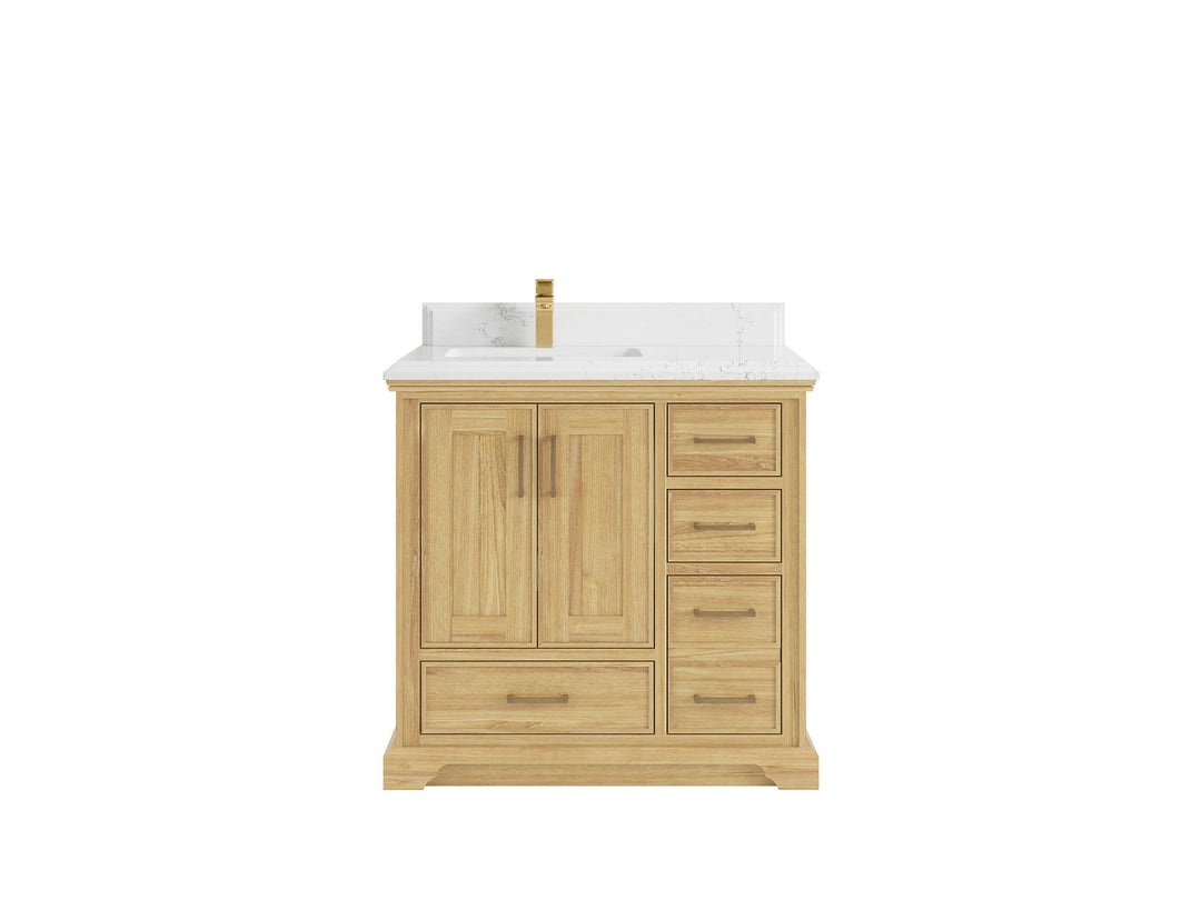 Charlotte 36 in. W x 22 in. D Left Offset Sink Bathroom Teak Wood Vanity - Willow Bath and Vanity