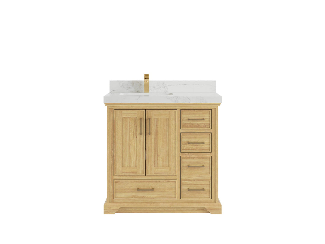 Charlotte 36 in. W x 22 in. D Left Offset Sink Bathroom Teak Wood Vanity - Willow Bath and Vanity