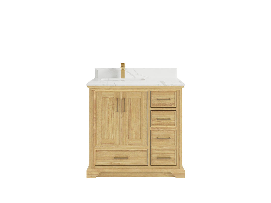 Charlotte 36 in. W x 22 in. D Left Offset Sink Bathroom Teak Wood Vanity - Willow Bath and Vanity
