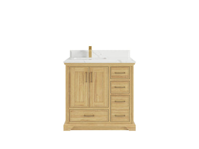 Charlotte 36 in. W x 22 in. D Left Offset Sink Bathroom Teak Wood Vanity - Willow Bath and Vanity