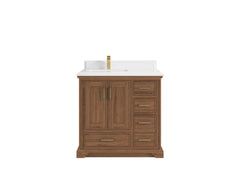 Charlotte 36 in. W x 22 in. D Left Offset Sink Bathroom Teak Wood Vanity - photo 17