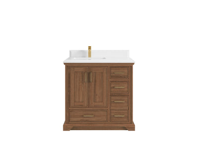Charlotte 36 in. W x 22 in. D Left Offset Sink Bathroom Teak Wood Vanity - Willow Bath and Vanity