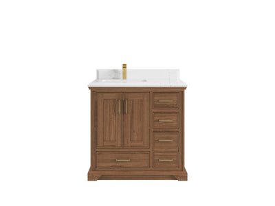 Charlotte 36 in. W x 22 in. D Left Offset Sink Bathroom Teak Wood Vanity - Willow Bath and Vanity