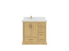 Charlotte 36 in. W x 22 in. D Left Offset Sink Bathroom Teak Wood Vanity - photo 1