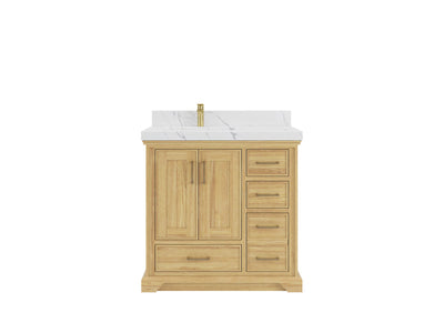Charlotte 36 in. W x 22 in. D Left Offset Sink Bathroom Teak Wood Vanity - Willow Bath and Vanity