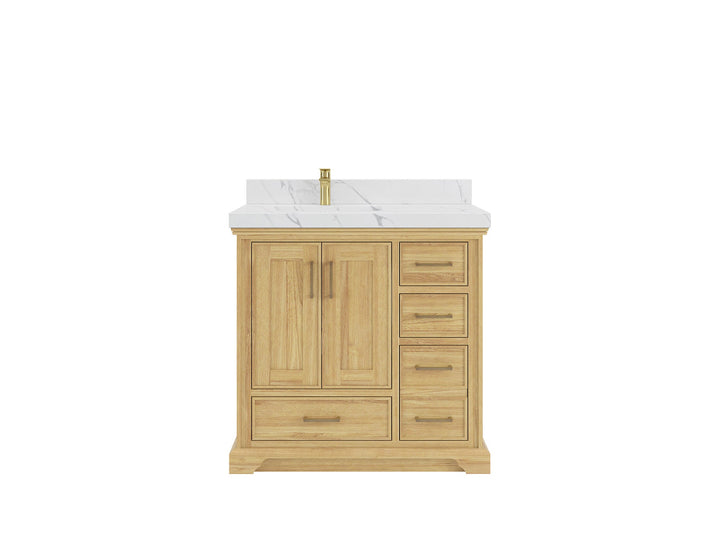 Charlotte 36 in. W x 22 in. D Left Offset Sink Bathroom Teak Wood Vanity - photo 1