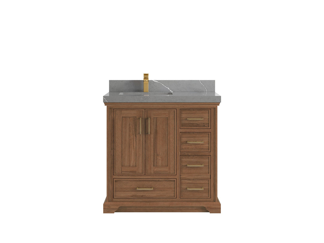 Charlotte 36 in. W x 22 in. D Left Offset Sink Bathroom Teak Wood Vanity - Willow Bath and Vanity