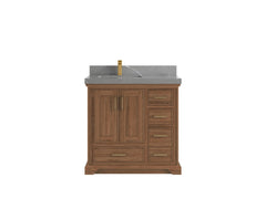 Charlotte 36 in. W x 22 in. D Left Offset Sink Bathroom Teak Wood Vanity - photo 20