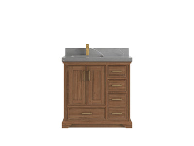 Charlotte 36 in. W x 22 in. D Left Offset Sink Bathroom Teak Wood Vanity - Willow Bath and Vanity