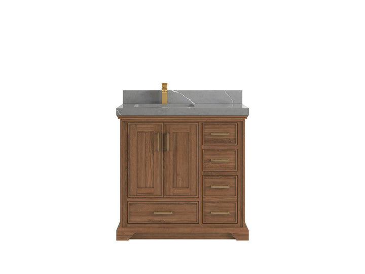 Charlotte 36 in. W x 22 in. D Left Offset Sink Bathroom Teak Wood Vanity - photo 20