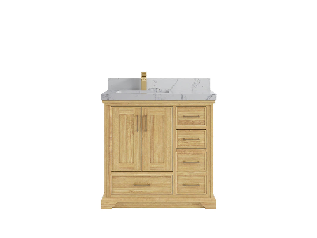 Charlotte 36 in. W x 22 in. D Left Offset Sink Bathroom Teak Wood Vanity - Willow Bath and Vanity