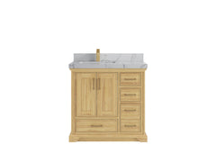 Charlotte 36 in. W x 22 in. D Left Offset Sink Bathroom Teak Wood Vanity - photo 24