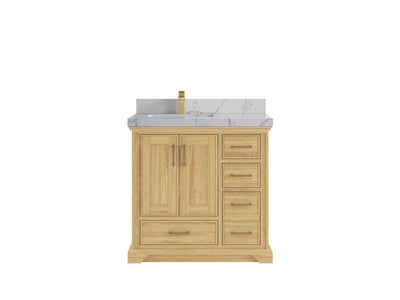 Charlotte 36 in. W x 22 in. D Left Offset Sink Bathroom Teak Wood Vanity - Willow Bath and Vanity