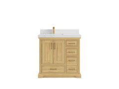 Charlotte 36 in. W x 22 in. D Left Offset Sink Bathroom Teak Wood Vanity - photo 18