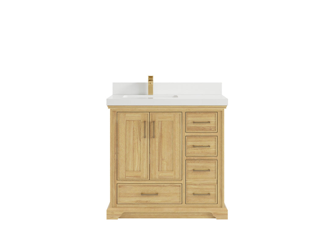 Charlotte 36 in. W x 22 in. D Left Offset Sink Bathroom Teak Wood Vanity - Willow Bath and Vanity
