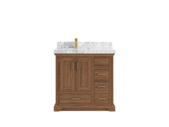 Charlotte 36 in. W x 22 in. D Left Offset Sink Bathroom Teak Wood Vanity - photo 8